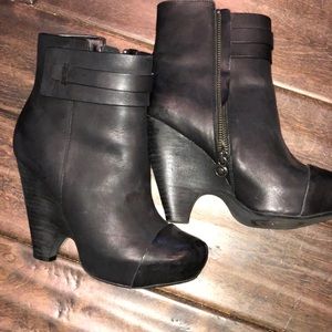 Max Studio Black Leather Booties